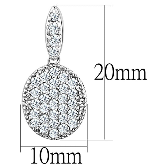 3W692 - Rhodium Brass Earrings with AAA Grade CZ in Clear-1