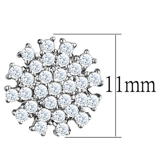 3W694 - Rhodium Brass Earrings with AAA Grade CZ in Clear-1