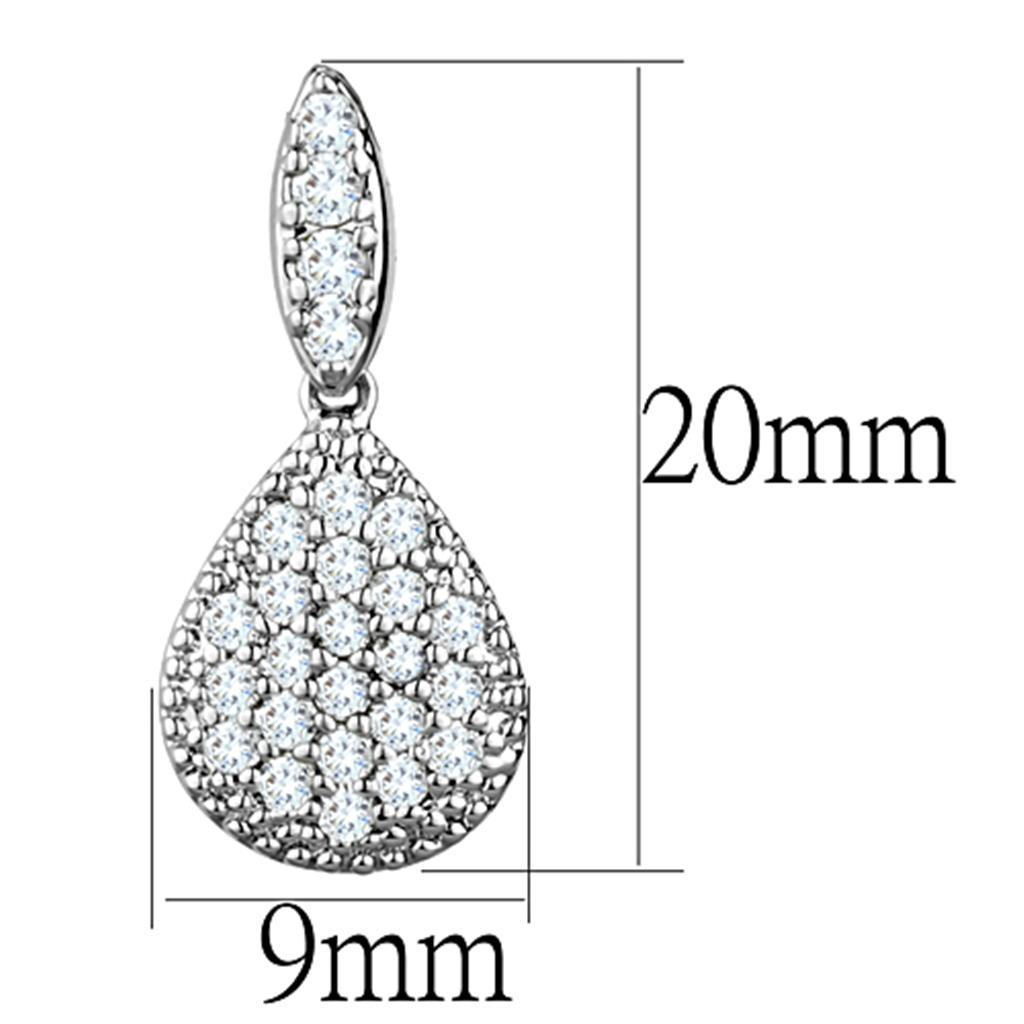 3W696 - Rhodium Brass Earrings with AAA Grade CZ in Clear-1