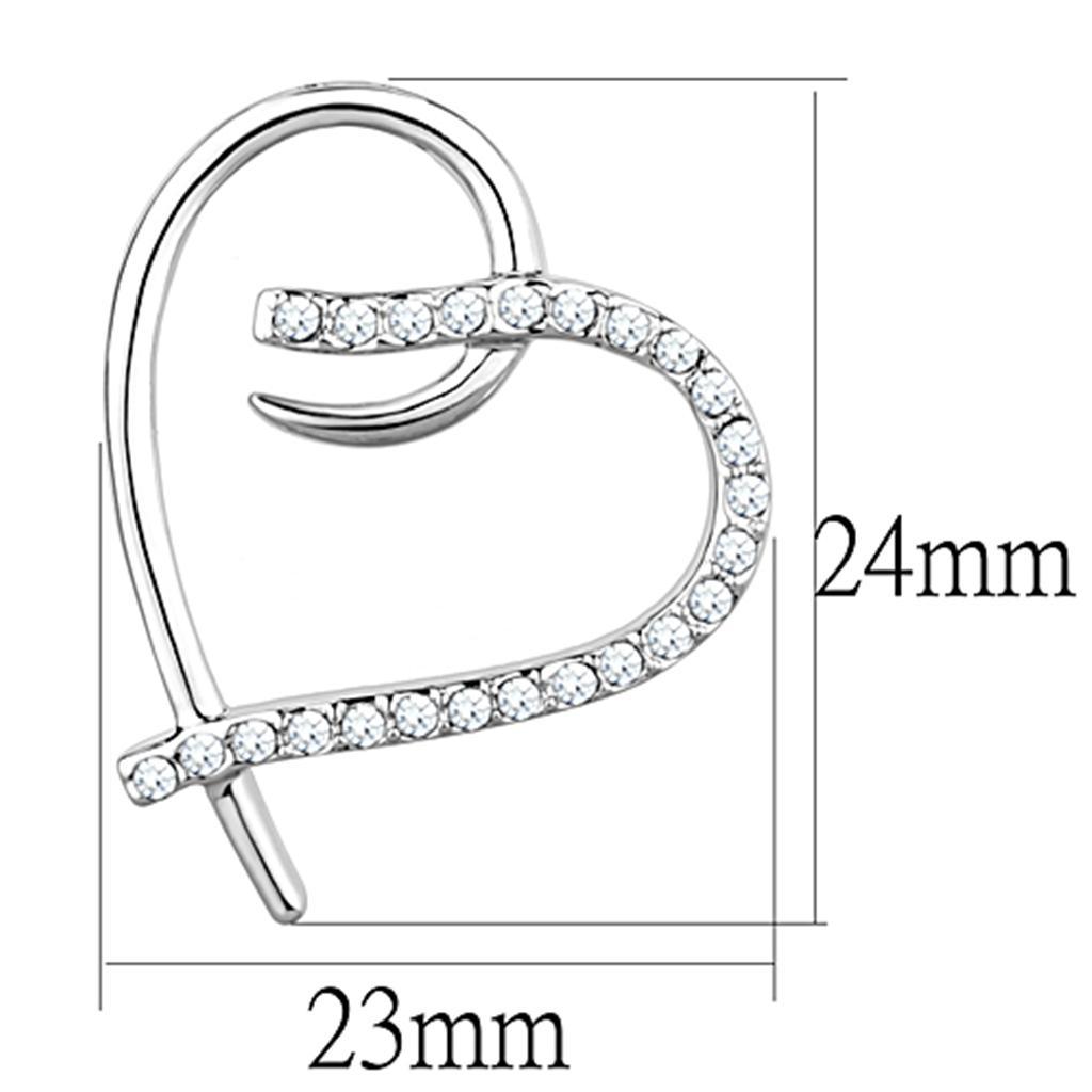 3W708 - Rhodium Brass Earrings with AAA Grade CZ in Clear-1