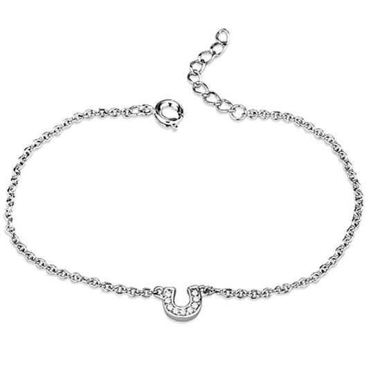 3W710 - Rhodium Brass Bracelet with AAA Grade CZ in Clear-1