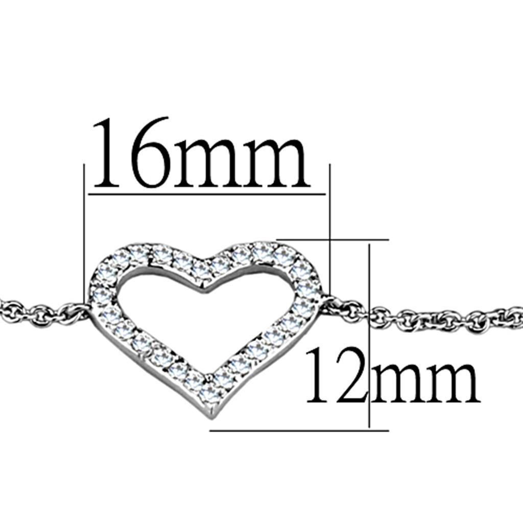 3W713 - Rhodium Brass Bracelet with AAA Grade CZ in Clear-2