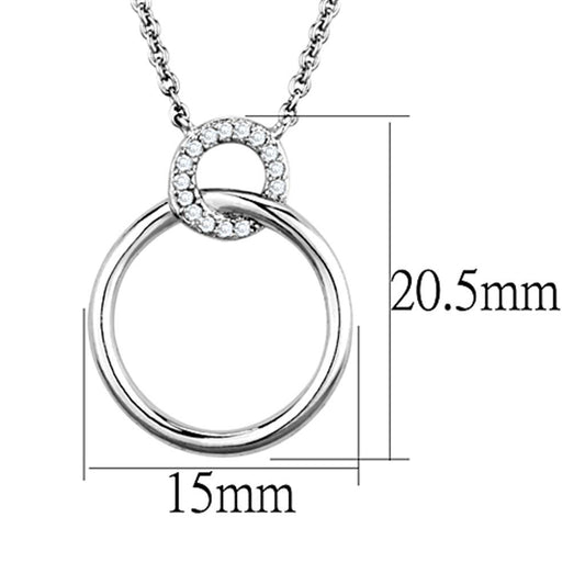 3W717 - Rhodium Brass Necklace with AAA Grade CZ in Clear-1