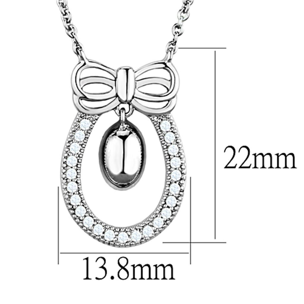 3W718 - Rhodium Brass Necklace with AAA Grade CZ in Clear-1