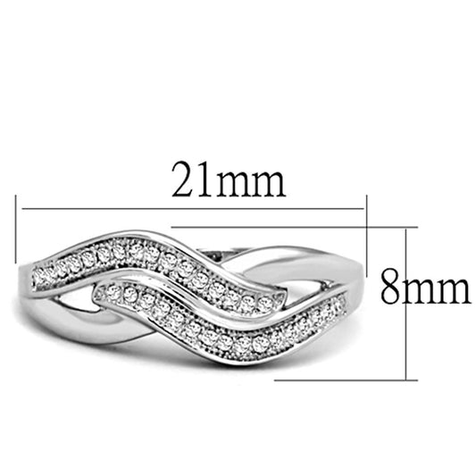 3W724 - Rhodium Brass Ring with AAA Grade CZ in Clear-1