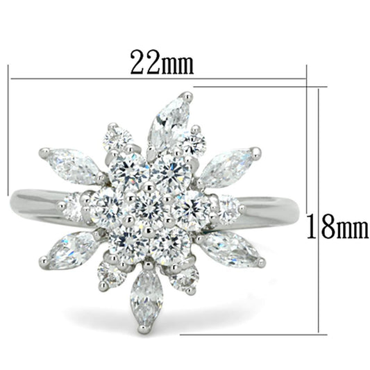 3W725 - Rhodium Brass Ring with AAA Grade CZ in Clear-1