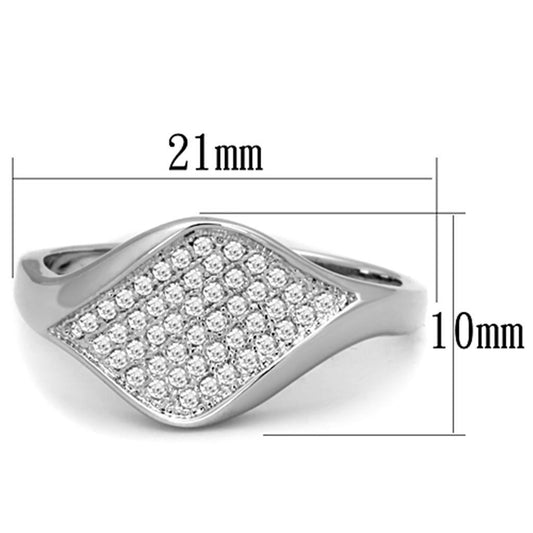 3W726 - Rhodium Brass Ring with AAA Grade CZ in Clear-1