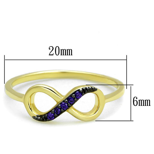 3W727 - Gold+Ruthenium Brass Ring with AAA Grade CZ in Tanzanite-1