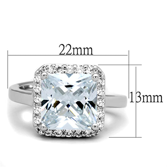 3W729 - Rhodium Brass Ring with AAA Grade CZ in Clear-1