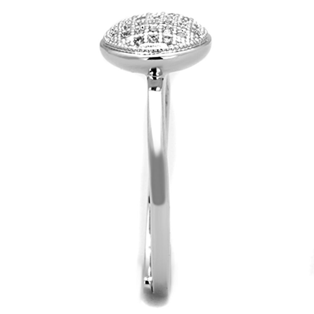 3W749 - Rhodium Brass Ring with AAA Grade CZ in Clear-3