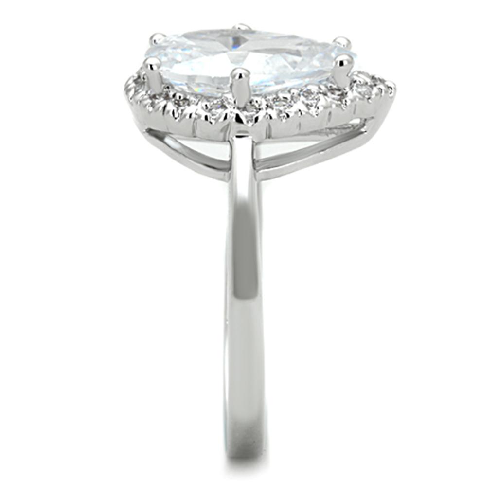 3W750 - Rhodium Brass Ring with AAA Grade CZ in Clear-3