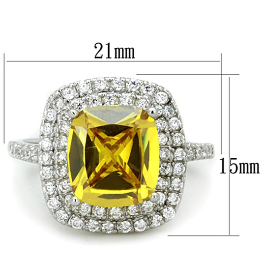 3W760 - Rhodium Brass Ring with AAA Grade CZ in Topaz-1