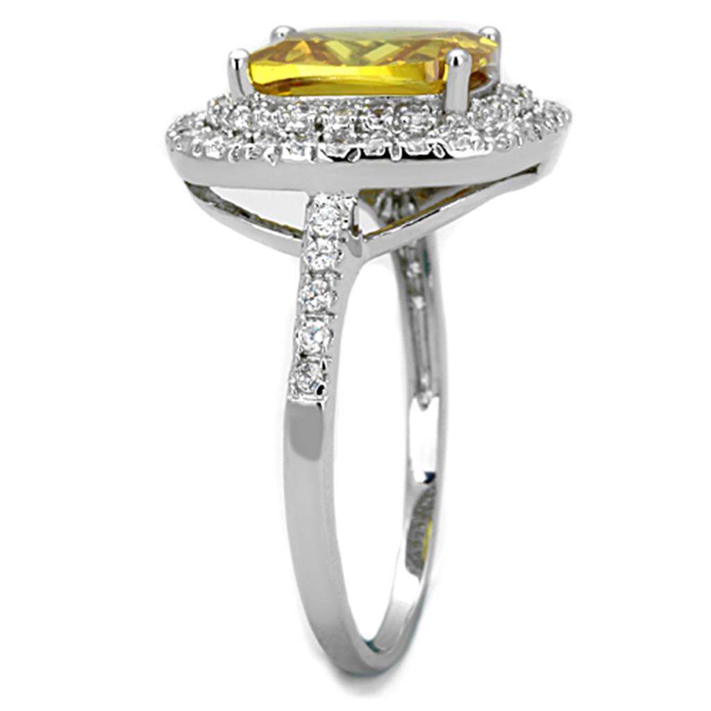 3W760 - Rhodium Brass Ring with AAA Grade CZ in Topaz-3
