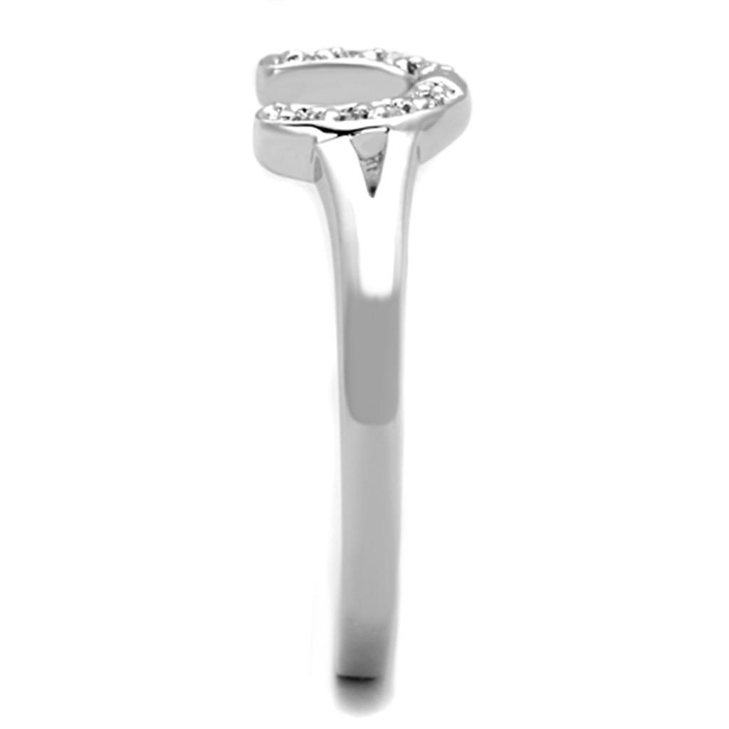 3W762 - Rhodium Brass Ring with AAA Grade CZ in Clear-3