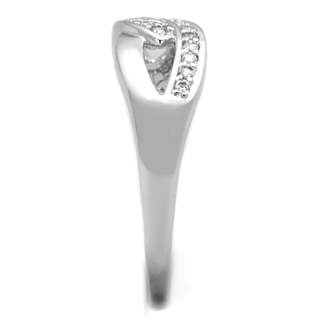 3W763 - Rhodium Brass Ring with AAA Grade CZ in Clear-3