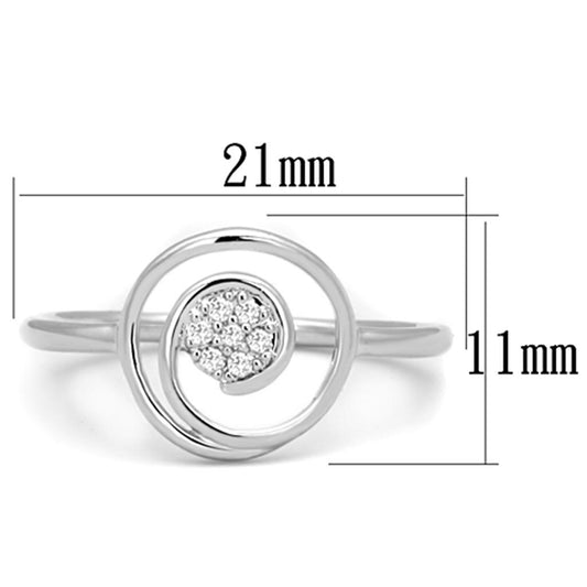 3W765 - Rhodium Brass Ring with AAA Grade CZ in Clear-1