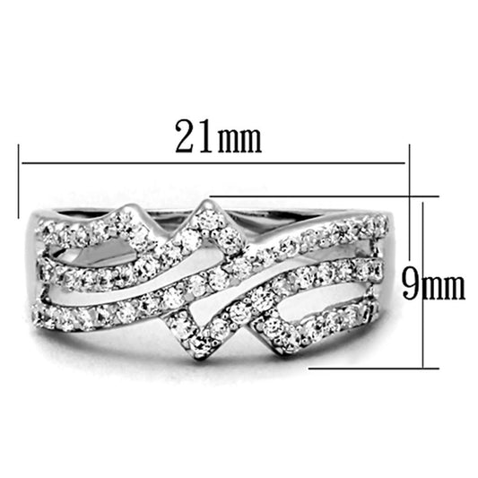 3W771 - Rhodium Brass Ring with AAA Grade CZ in Clear-1