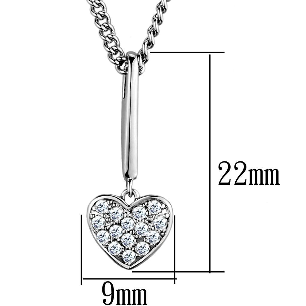 3W773 - Rhodium Brass Chain Pendant with AAA Grade CZ in Clear-1