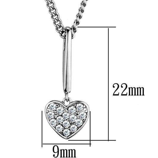 3W773 - Rhodium Brass Chain Pendant with AAA Grade CZ in Clear-1