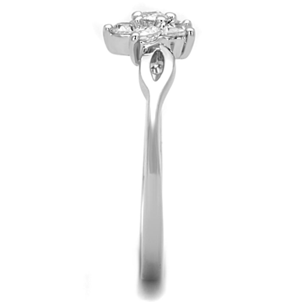 3W775 - Rhodium Brass Ring with AAA Grade CZ in Clear-3