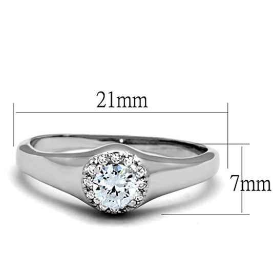 3W780 - Rhodium Brass Ring with AAA Grade CZ in Clear-1