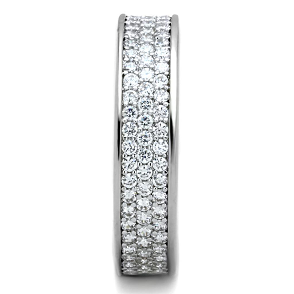 3W781 - Rhodium Brass Ring with AAA Grade CZ in Clear-3