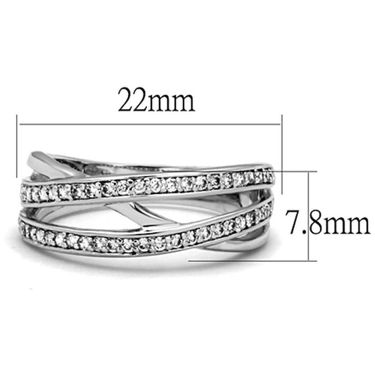 3W782 - Rhodium Brass Ring with AAA Grade CZ in Clear-1