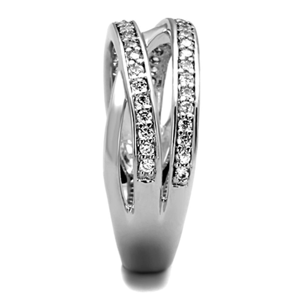 3W782 - Rhodium Brass Ring with AAA Grade CZ in Clear-3