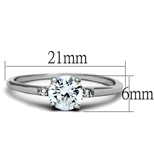 3W786 - Rhodium Brass Ring with AAA Grade CZ in Clear-1