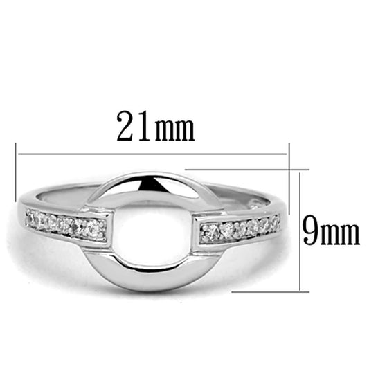 3W790 - Rhodium Brass Ring with AAA Grade CZ in Clear-1