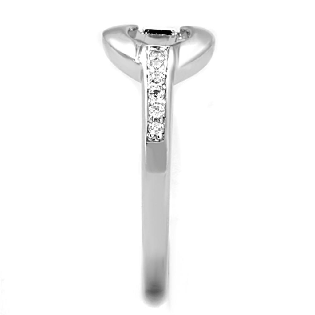 3W790 - Rhodium Brass Ring with AAA Grade CZ in Clear-3