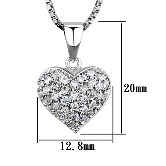 3W793 - Rhodium Brass Chain Pendant with AAA Grade CZ in Clear-1