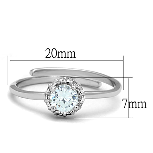 3W795 - Rhodium Brass Ring with AAA Grade CZ in Clear-1