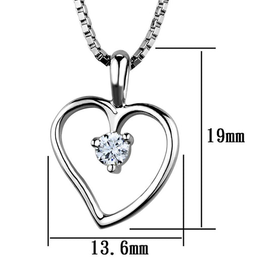 3W797 - Rhodium Brass Chain Pendant with AAA Grade CZ in Clear-1