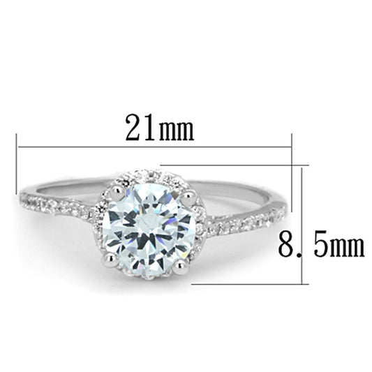 3W801 - Rhodium Brass Ring with AAA Grade CZ in Clear-1