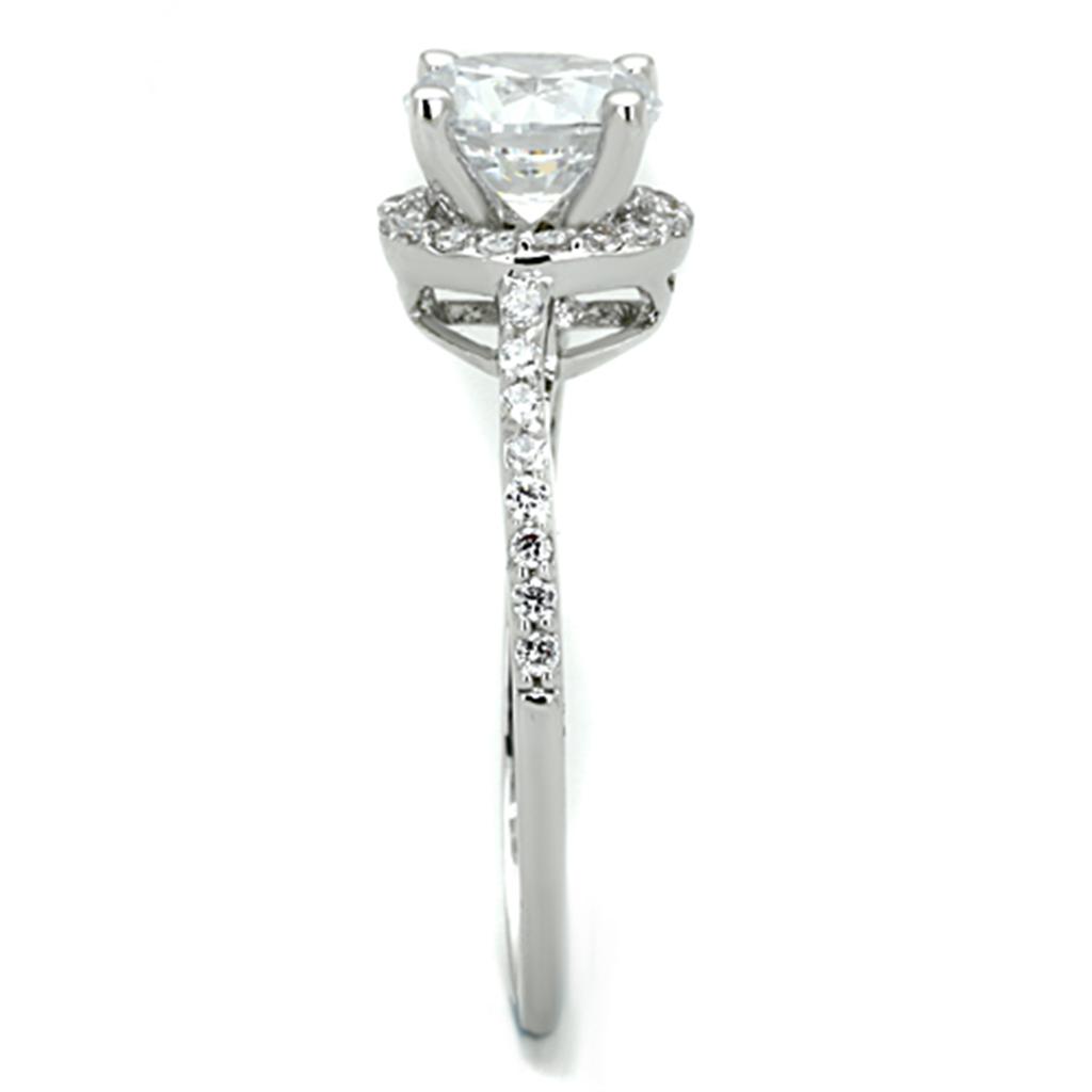 3W801 - Rhodium Brass Ring with AAA Grade CZ in Clear-3