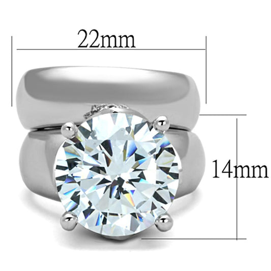 3W802 - Rhodium Brass Ring with AAA Grade CZ in Clear-1