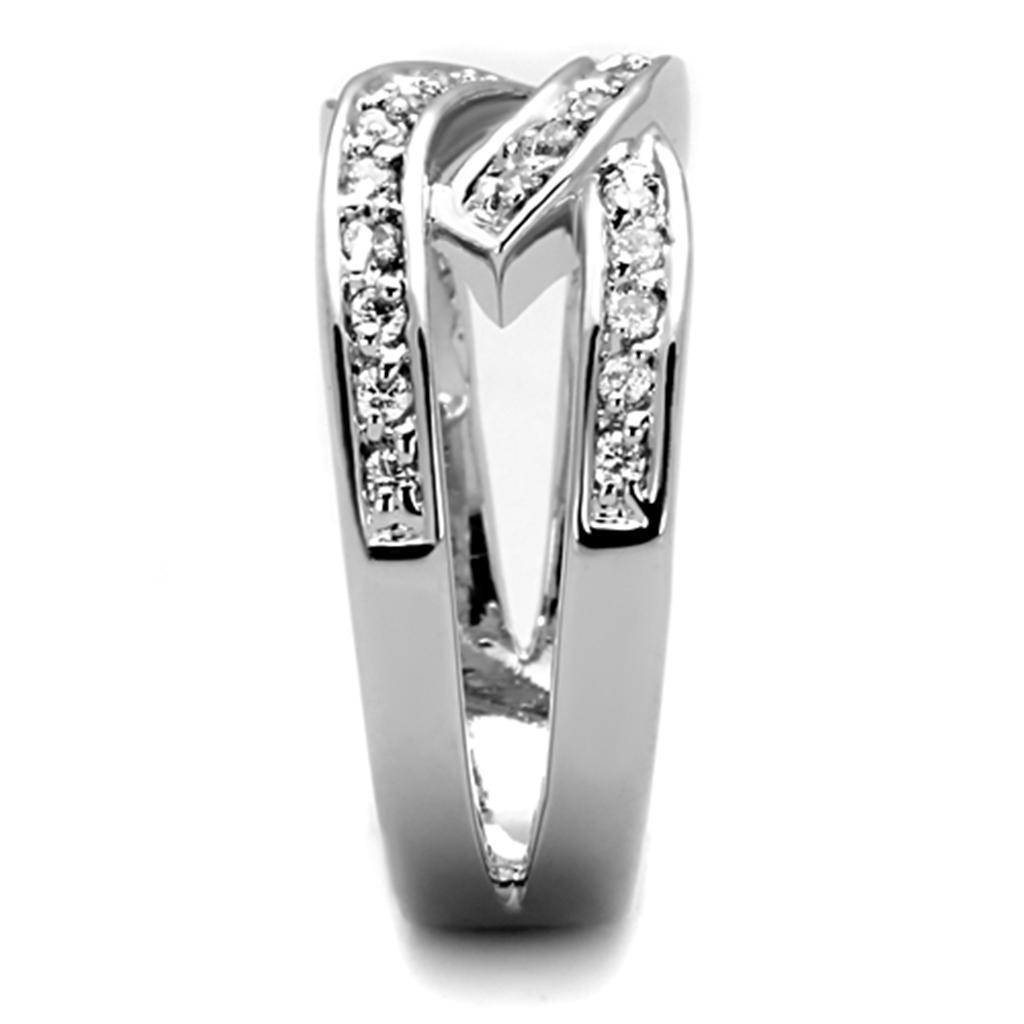 3W806 - Rhodium Brass Ring with AAA Grade CZ in Clear-3