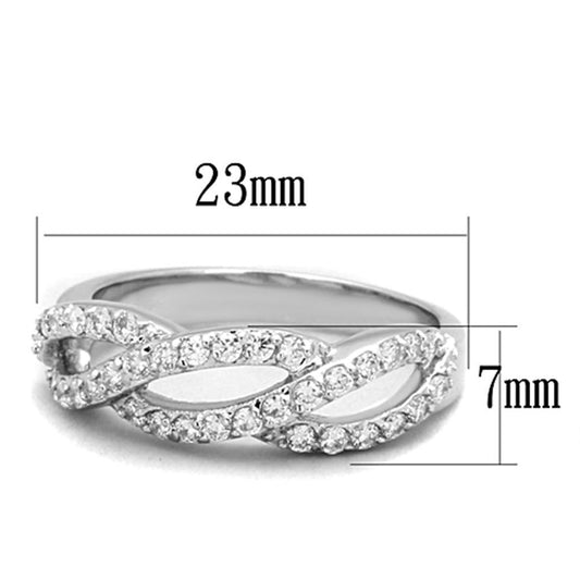 3W809 - Rhodium Brass Ring with AAA Grade CZ in Clear-1