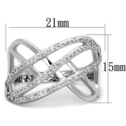 3W823 - Rhodium Brass Ring with AAA Grade CZ in Clear-1