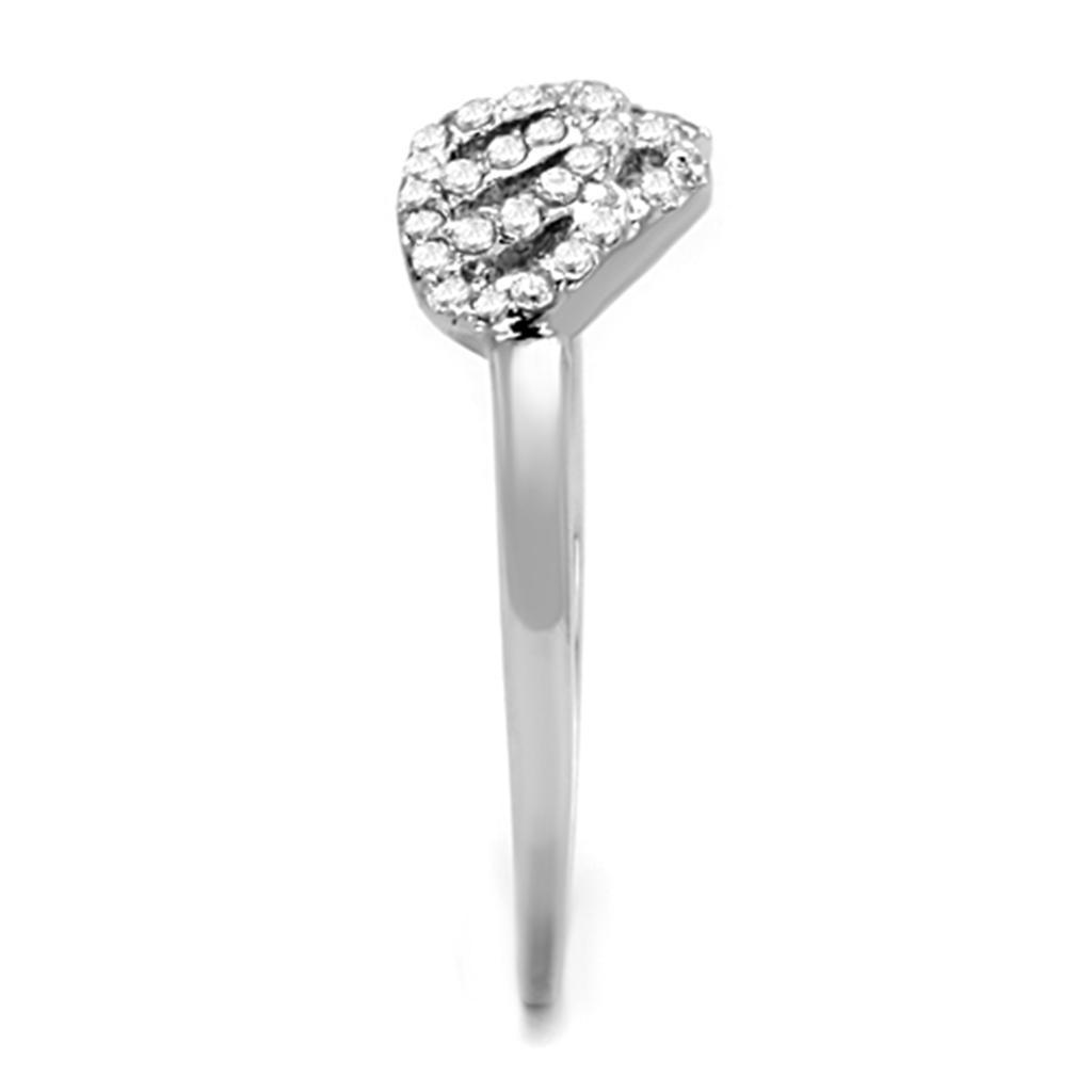3W824 - Rhodium Brass Ring with AAA Grade CZ in Clear-3