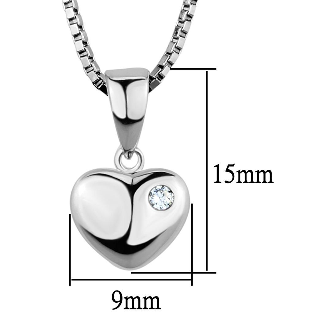 3W825 - Rhodium Brass Chain Pendant with AAA Grade CZ in Clear-1