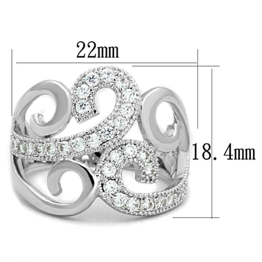 3W827 - Rhodium Brass Ring with AAA Grade CZ in Clear-1