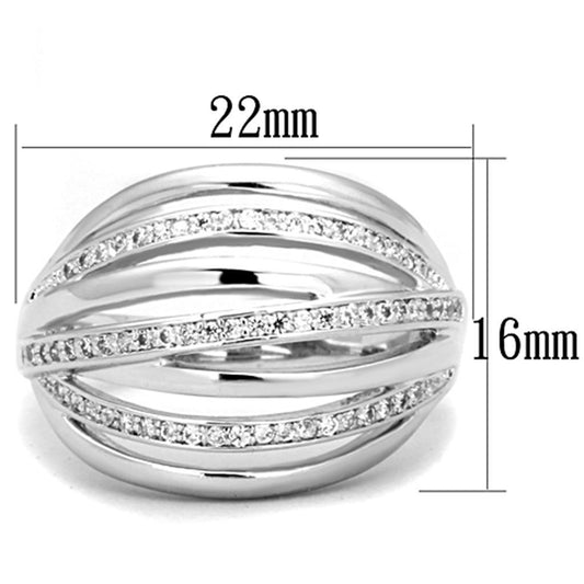 3W828 - Rhodium Brass Ring with AAA Grade CZ in Clear-1