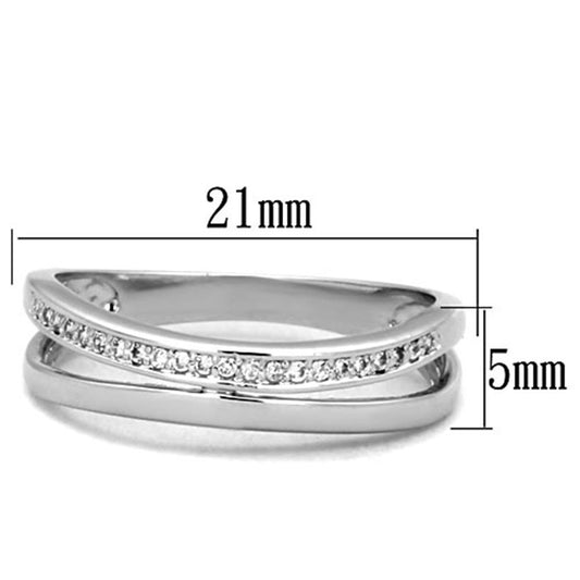 3W829 - Rhodium Brass Ring with AAA Grade CZ in Clear-1