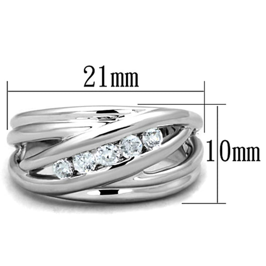 3W830 - Rhodium Brass Ring with AAA Grade CZ in Clear-1