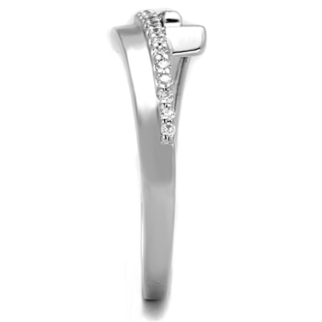 3W835 - Rhodium Brass Ring with AAA Grade CZ in Clear-3