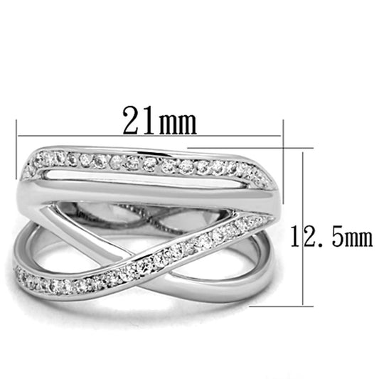 3W836 - Rhodium Brass Ring with AAA Grade CZ in Clear-1
