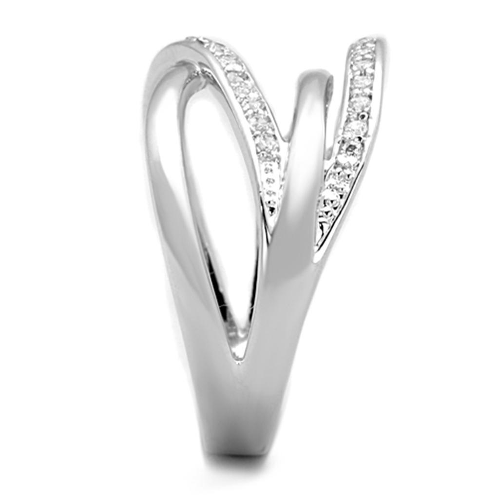 3W836 - Rhodium Brass Ring with AAA Grade CZ in Clear-3