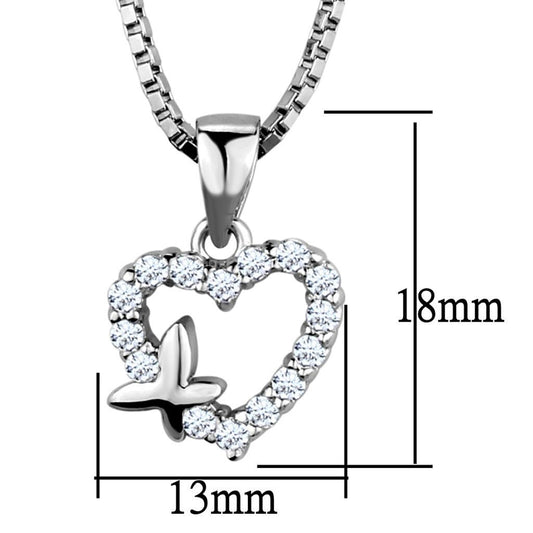 3W840 - Rhodium Brass Chain Pendant with AAA Grade CZ in Clear-1